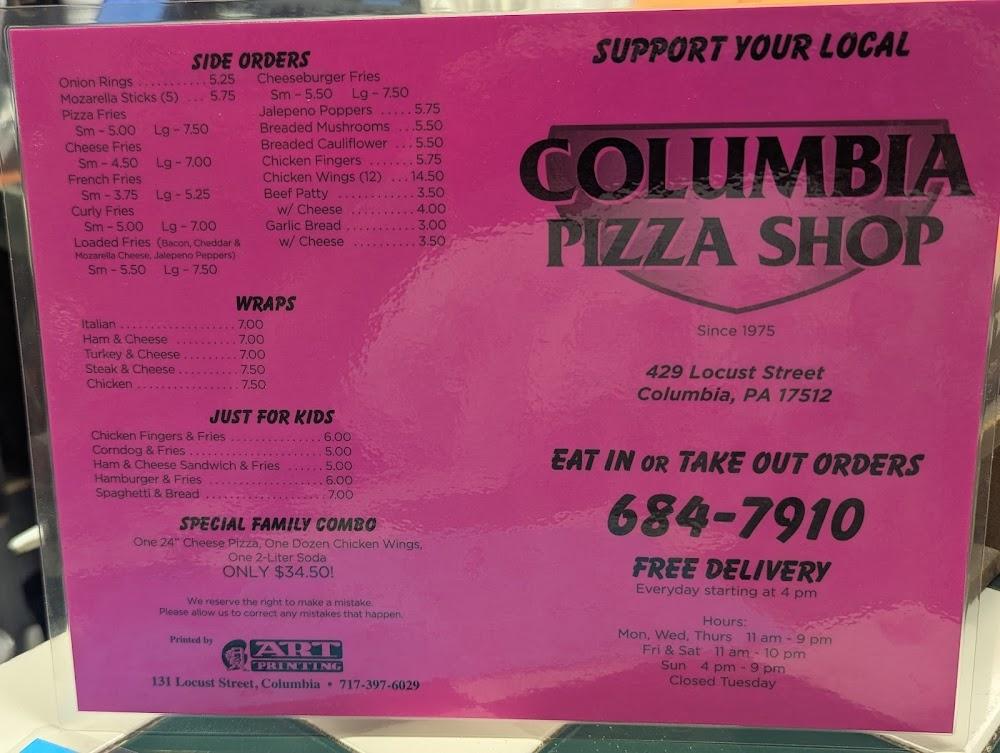 Columbia Pizza Restaurant Medium Pizza - 14"